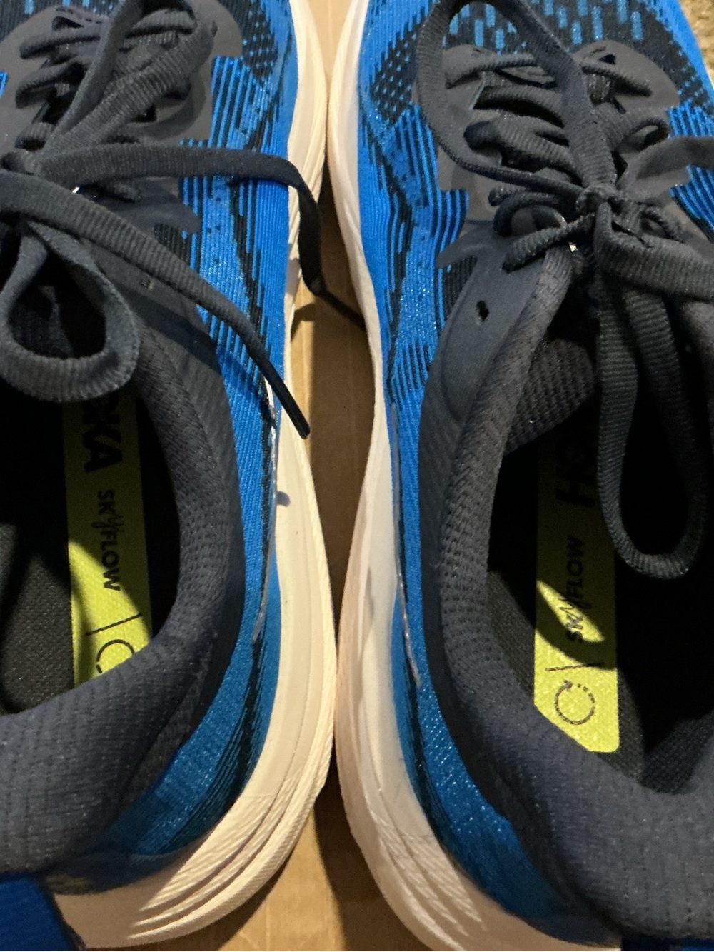 Hoka One Skyflow Running Shoe Blue with Lime Accent Running Shoes Men’s 8 no box - Picture 3 of 9
